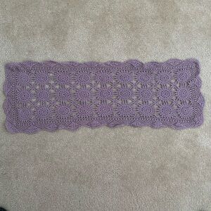 Vintage Lavender Crochet Lace Scarf – Handmade Boho Elegance